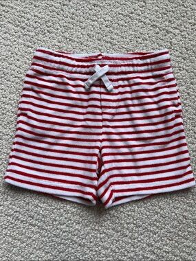 Janie and Jack Red & White Striped Terry Shorts
